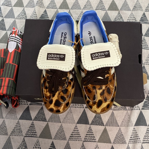 Adidas Leopard Print Three-Stripe Retro Sneakers - Picture 2 of 6